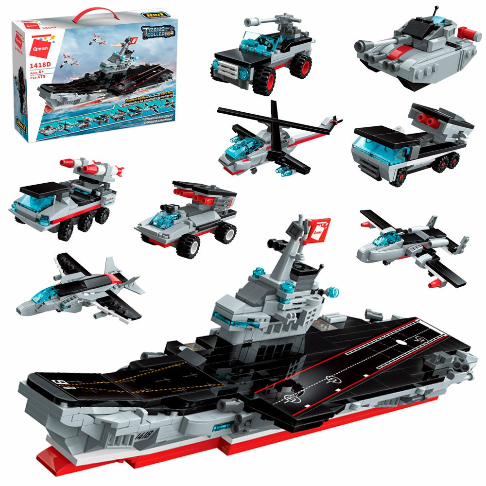 

Конструктор 1418D A-Toys авианосец, транспорт, 678дет, в кор-ке, 41-30-7см