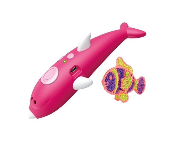 

Ручка 3D аккумуляторная с трафаретом K9903 дельфин Rechargeable 3D pen розовый (М-198)