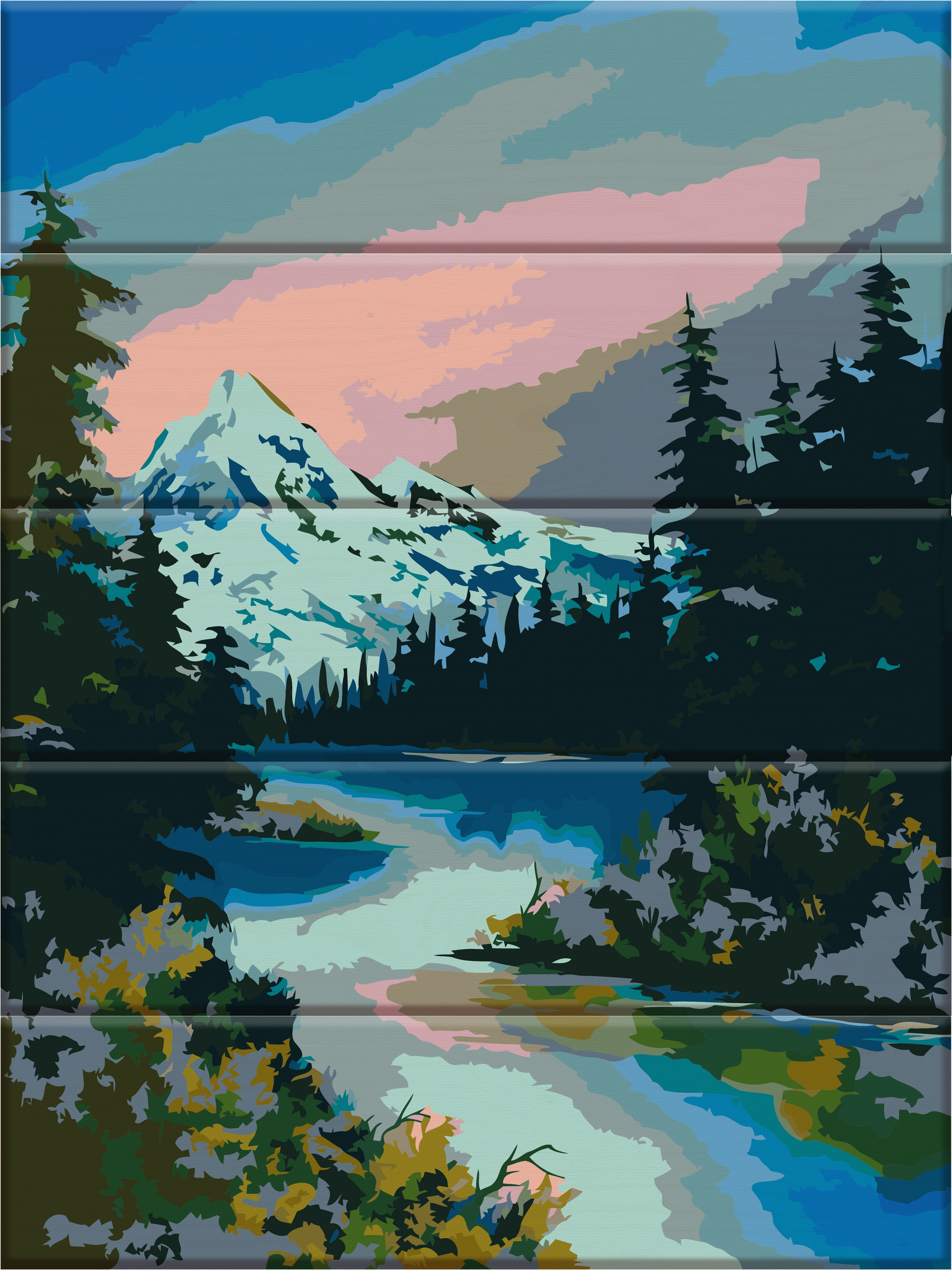 

Картина по номерам ArtStory Горная река 40*30 см на дереве (в коробке) арт.ASW041