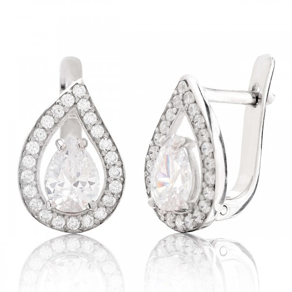 

Серебряные серьги Silver925 с фианитом 3,31 гр