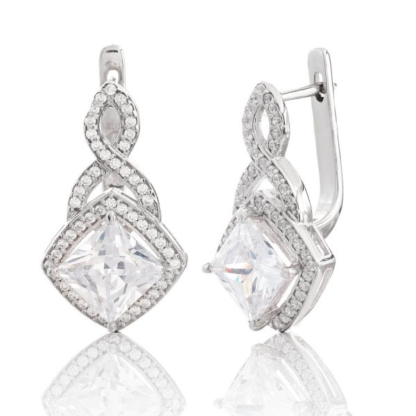

Серебряные серьги Silver925 с фианитом 5.34 гр