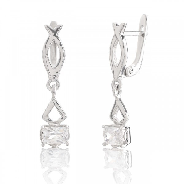 

Серебряные серьги Silver925 с фианитом 3,18 гр
