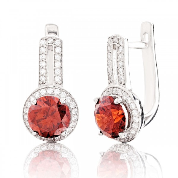 

Серебряные серьги Silver925 с цирконием гранатовым 3,93 гр