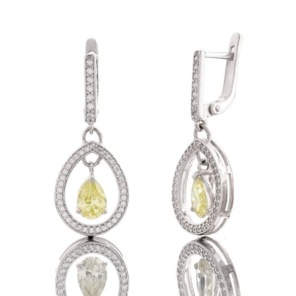 

Серебряные серьги Silver925 с цирконием зелёное яблоко 4,5 гр