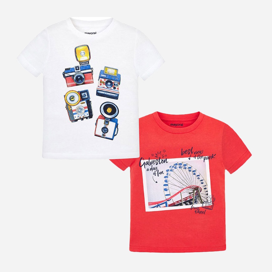 

Футболка Mayoral Mini Boy 3044-43 2A 2 шт Белая с красным