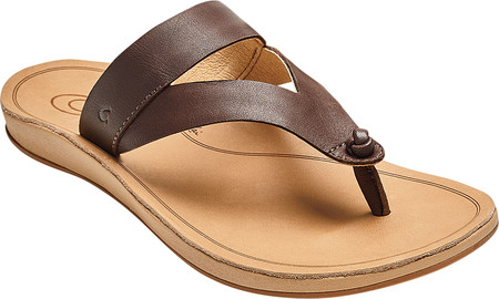 

Женские вьетнамки, сланцы OluKai Kaekae Ko'O Thong Sandal Kona Coffee/Golden Sand Full Grain Leather 35
