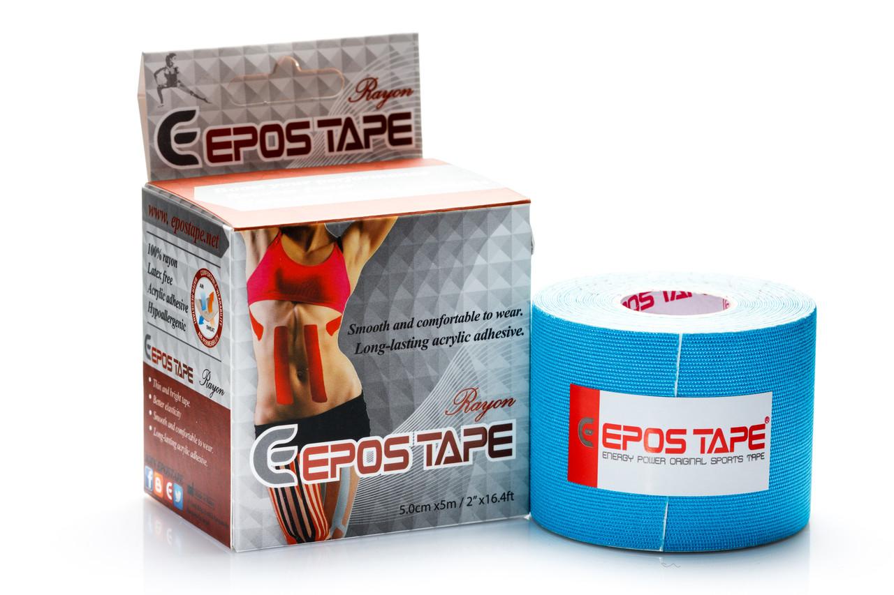 

Шёлковый кинезио тейп EPOS RAYON TAPE 5м (вискоза), голубой