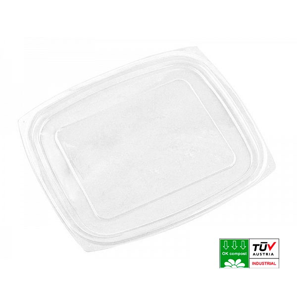 

Крышка прямоугольная из крахмала для контейнера Vegware 720-960 мл. прозрачная 75 шт. VKD-193L
