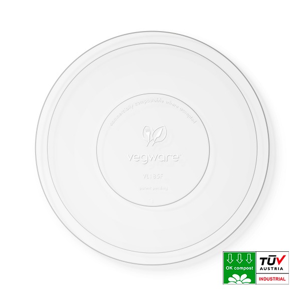 

Крышка плоская из крахмала для контейнера-чаши Vegware 720,960 мл прозрачная 75 шт. VL185F