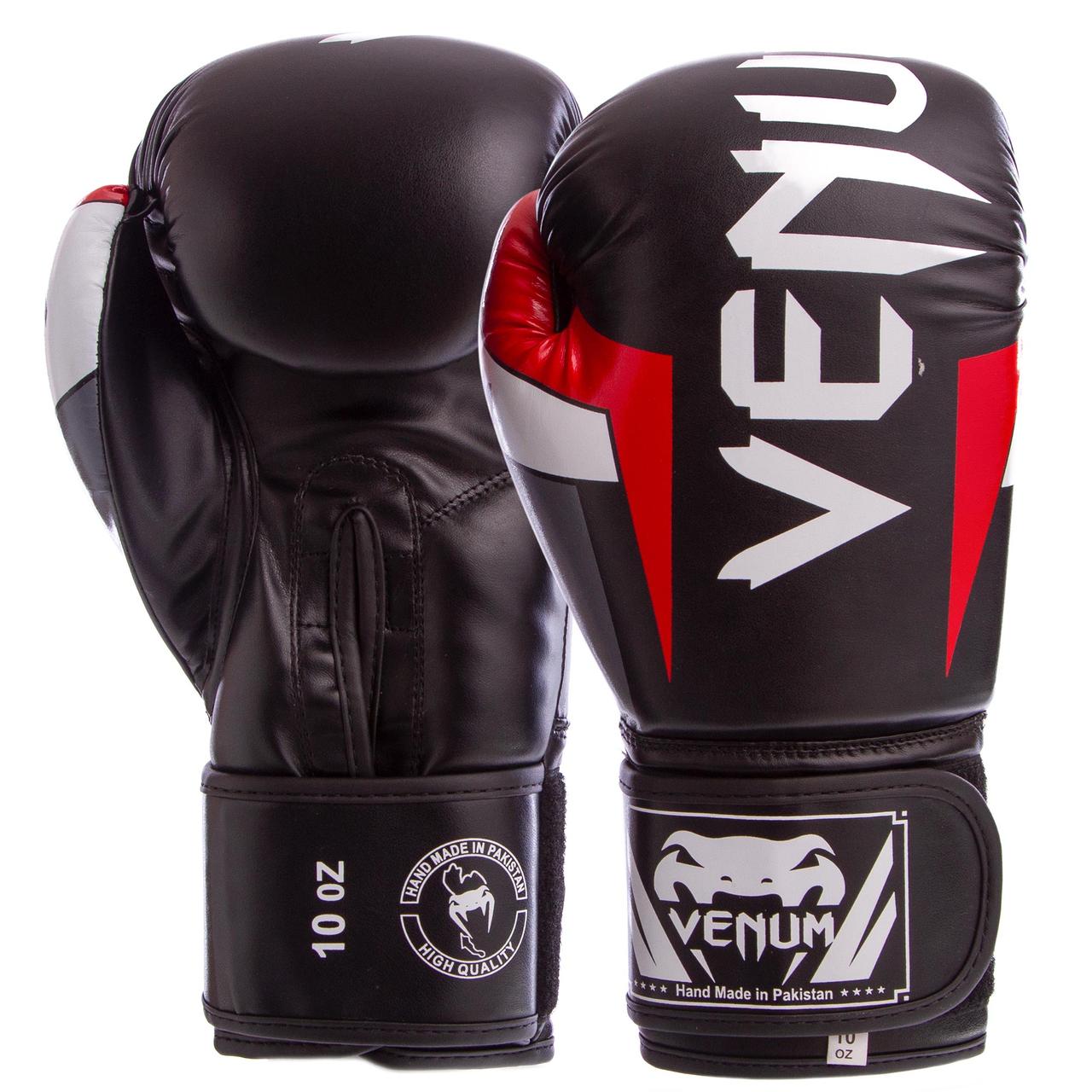 

Перчатки для бокса и единоборств Venum Elite Heroe 5338 Black-Red-White 14 унций