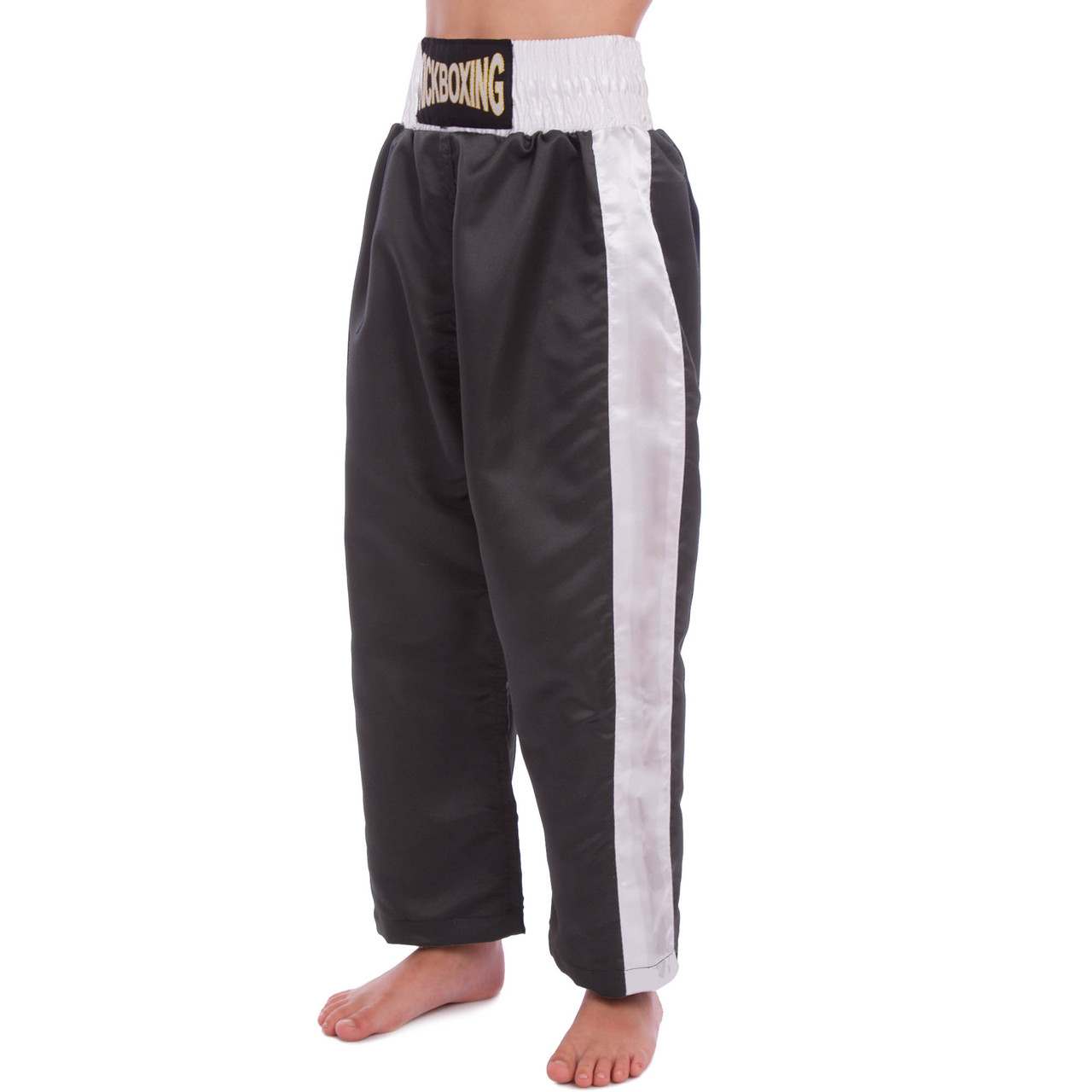 

Штаны для кикбоксинга детские Matsa Heroe 6731 размер 4XL 152-156 см 14 лет Black-White