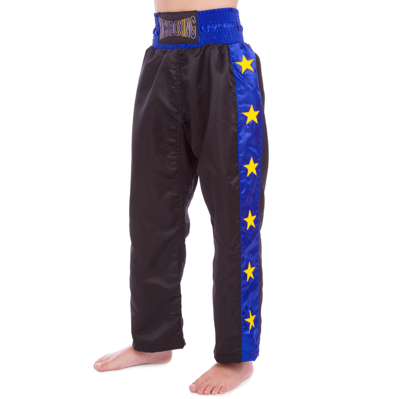 

Штаны для кикбоксинга детские Matsa Heroe 6734 размер M 128-134 см 9 лет Black-Blue