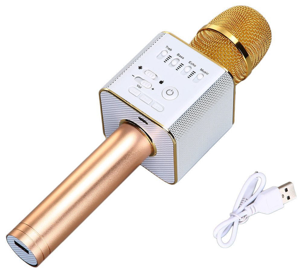 

Караоке мікрофон-колонка Click Q9 Bluetooth Металевий Золотистий (MG-Q9-Gold)