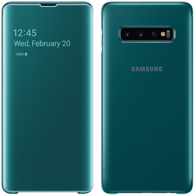 

Защитный смарт чехол книжка S-View Flip cover clear Samsung Galaxy S10 EF-ZG973 green
