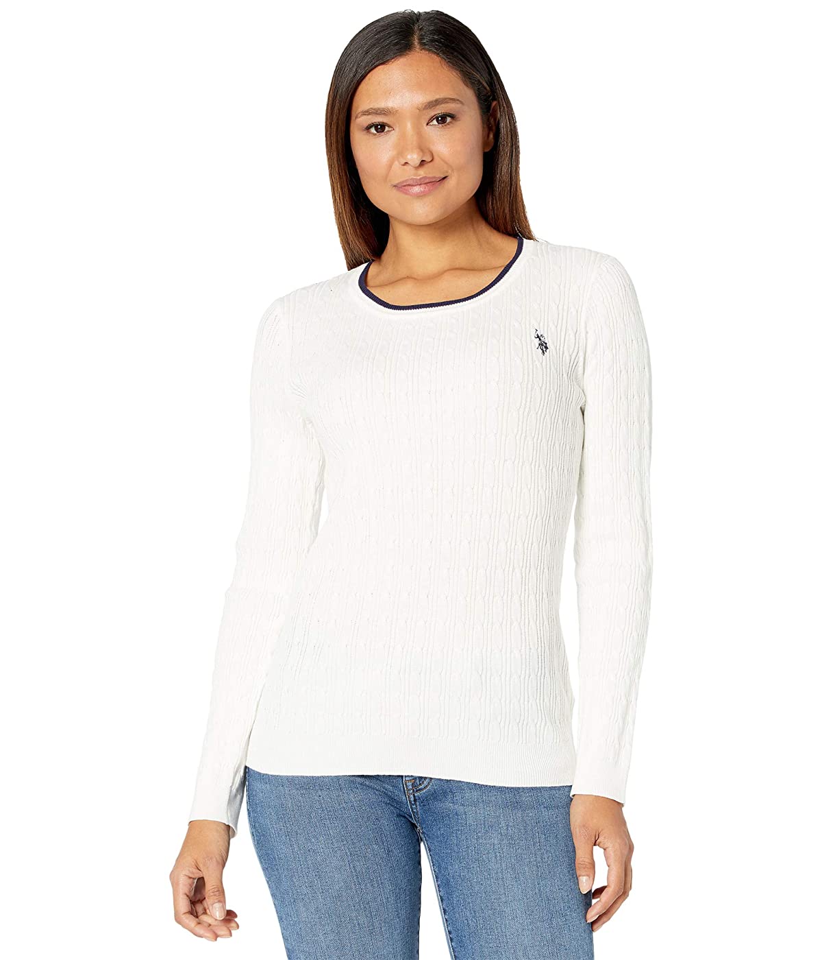 

Свитер U.S. POLO Mini Cable Tipped Crew Neck Marshmallow, L (48)