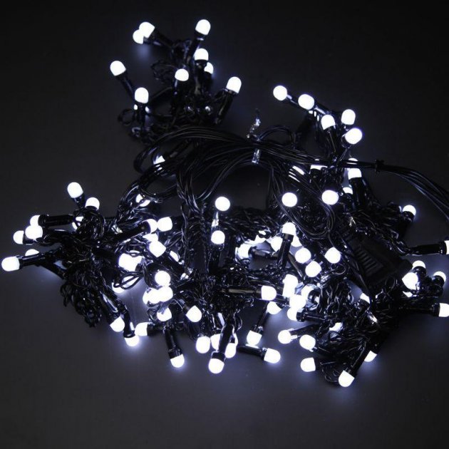 

Гирлянда нить светодиодная W-3 200 LED 220v Белое свечение Черный провод