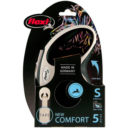 

Рулетка Flexi New Comfort S, для собак, 5 м, лента, черная