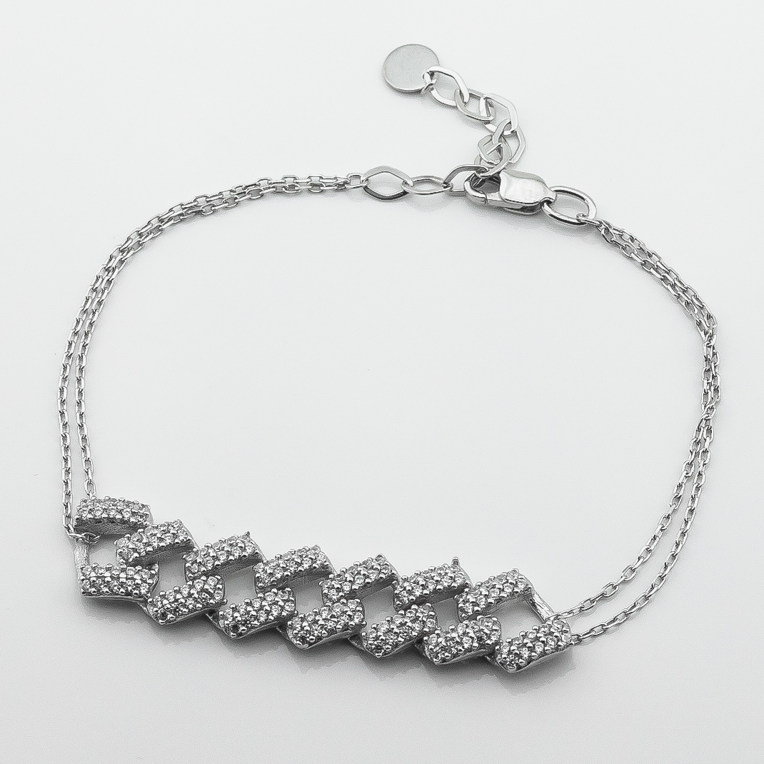 

Серебряный браслет Цепь с фианитами b15948 Диамант, 16 размер
