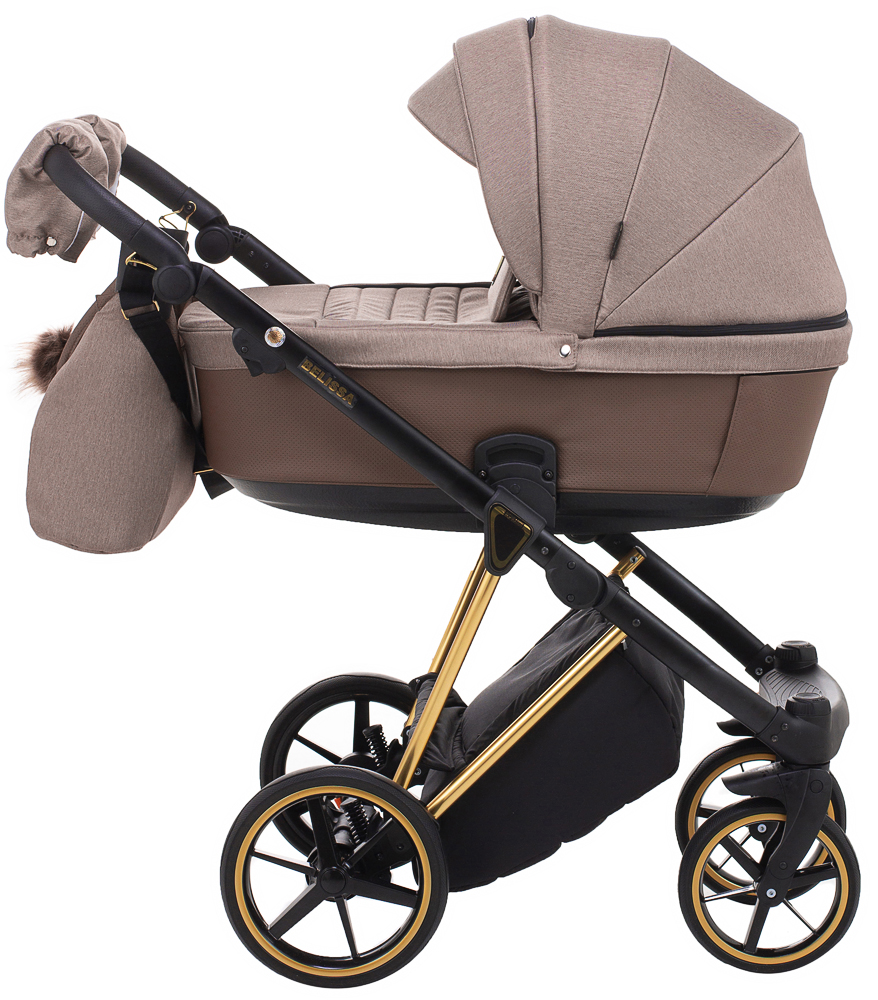 

Универсальная коляска 2 в 1 Adamex Belissa Special Gold PS-526 Rоричневая кожа с перфорацией (625327)