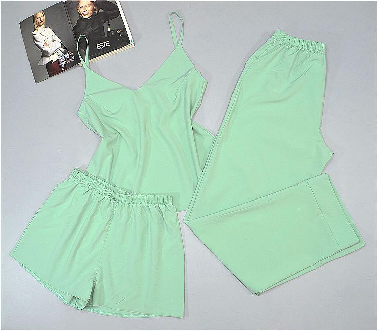 

Пижама женская тройка Este майка штаны шорты софт / мятный 1203, Пижама женская тройка Este майка штаны шорты софт 46/48 мятный 1203