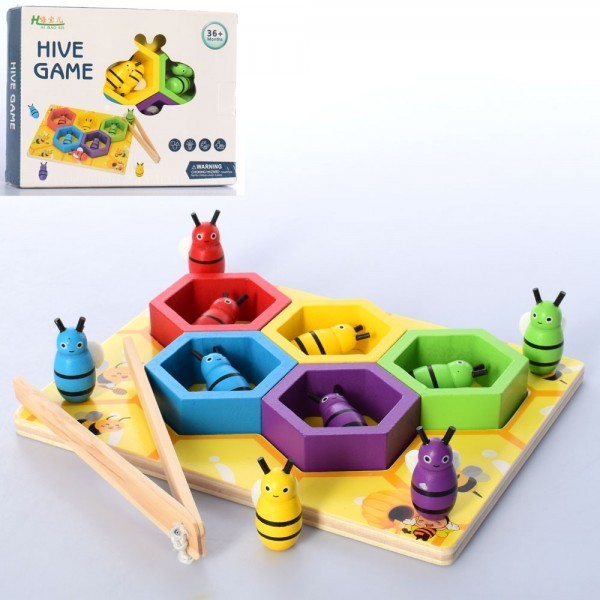 

Деревянная Игрушка Hive Game Достань пчелку поле-соты, пчелки, пинцет