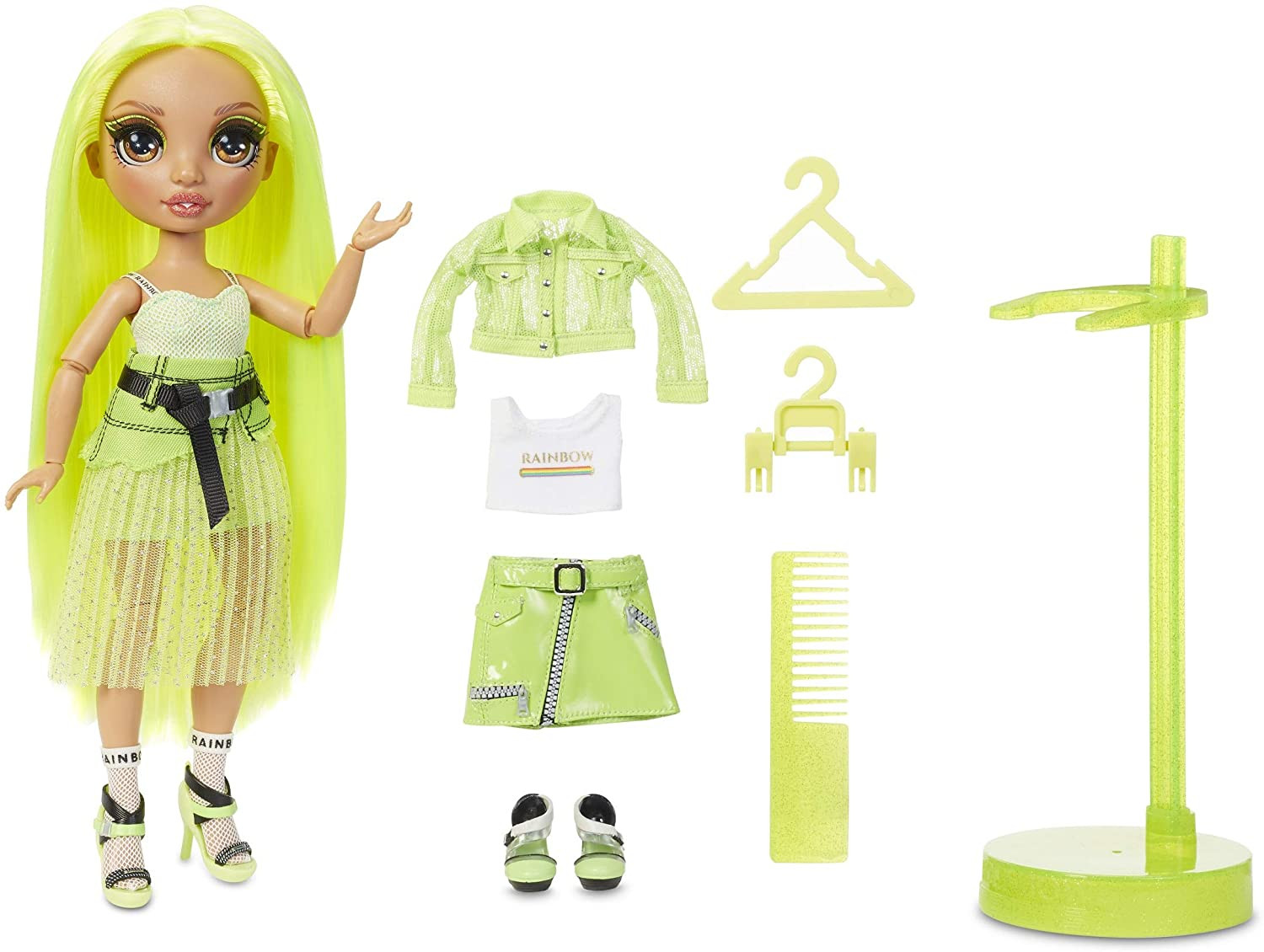 

Кукла Рейнбоу Хай Карма Никольс (Rainbow High Karma Nichols Neon Green Fashion Doll with 2 Doll Outfits)