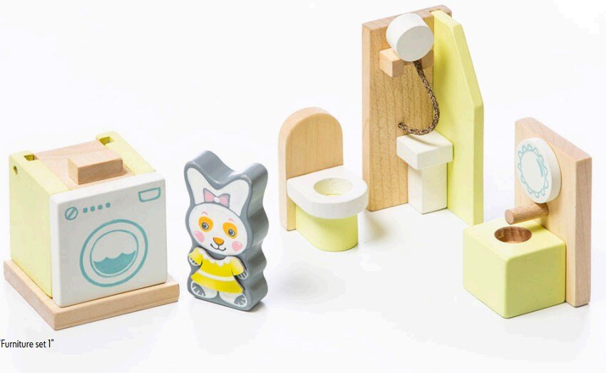 

Деревянный игрушечный набор Ванная комната Cubika 9 деталей