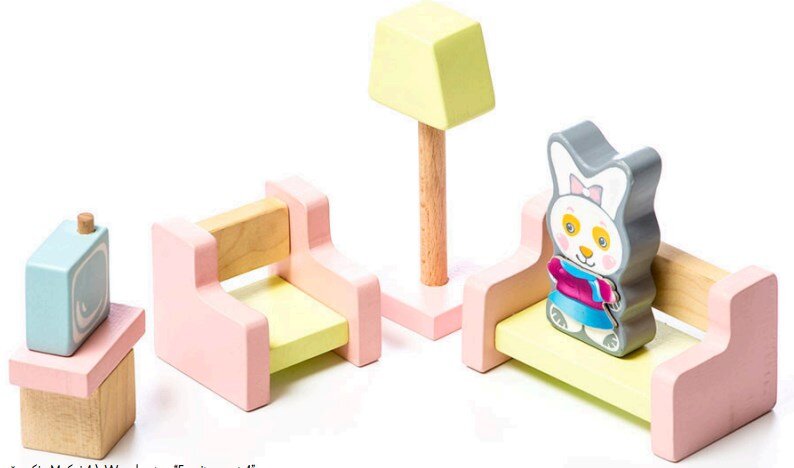 

Деревянный игрушечный набор Cubika Гостиная 9 деталей