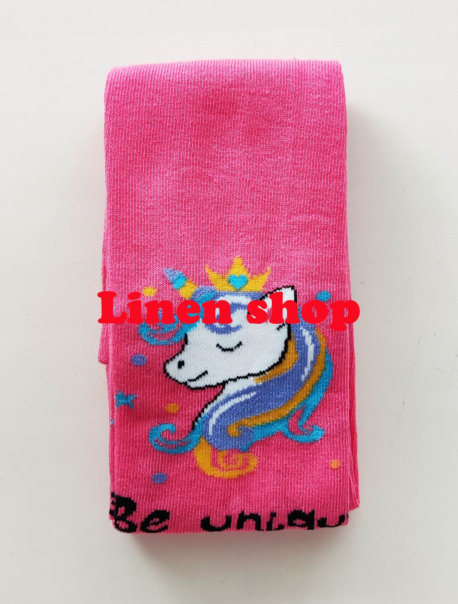 

Розовые хлопковые демисезонные колготки с рисунком Единорога на девочку 116-122см 5-6лет MasterStep KidStep 901