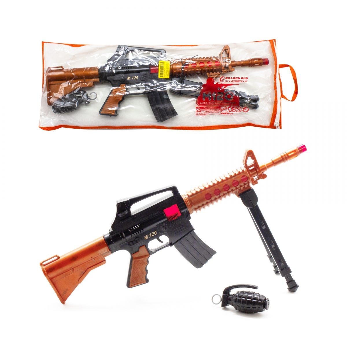 

Автомат-трещетка "M16" с гранатой Golden Gun