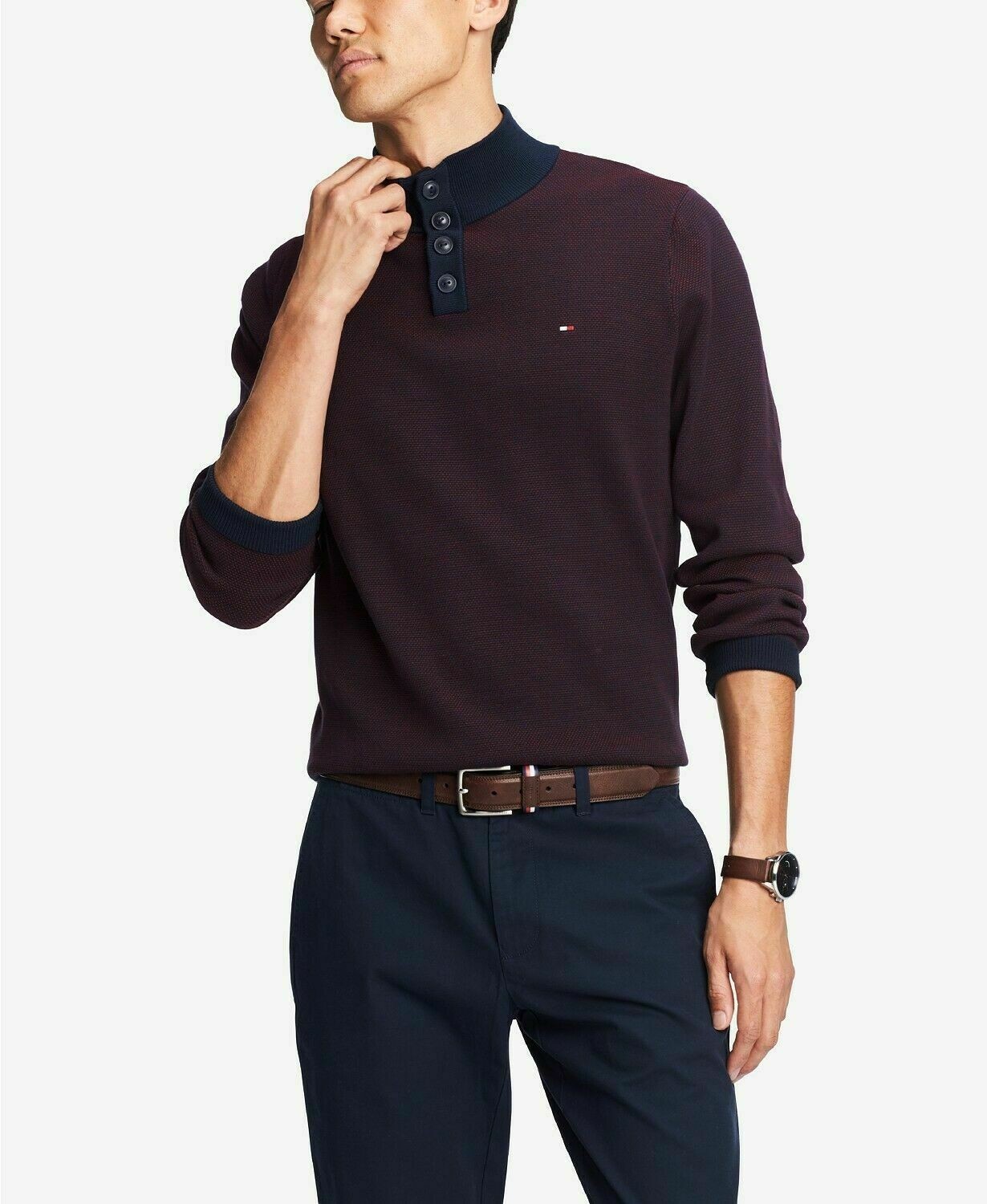 

Мужской свитер Tommy Hilfiger с воротником-стойкой, бордовый, 78D1709416, размер XS