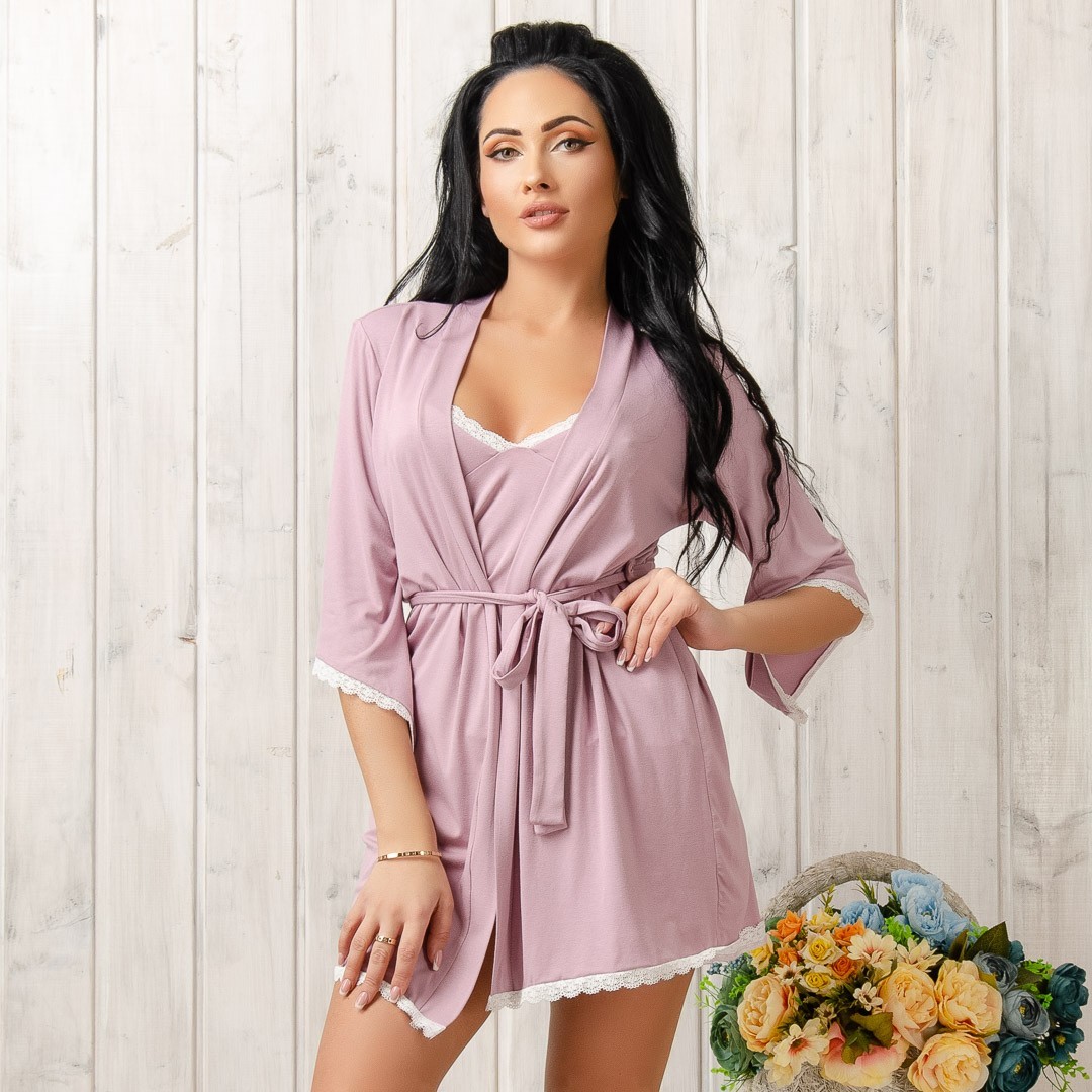 

Легкий халат трикотажный женский New Fashion SKV-150pudra 46-48