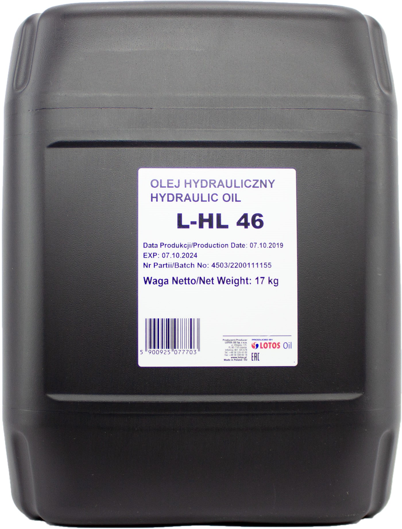 Гидравлическое масло Lotos Hydraulic Oil LHL 46 17 кг (WHP700770000