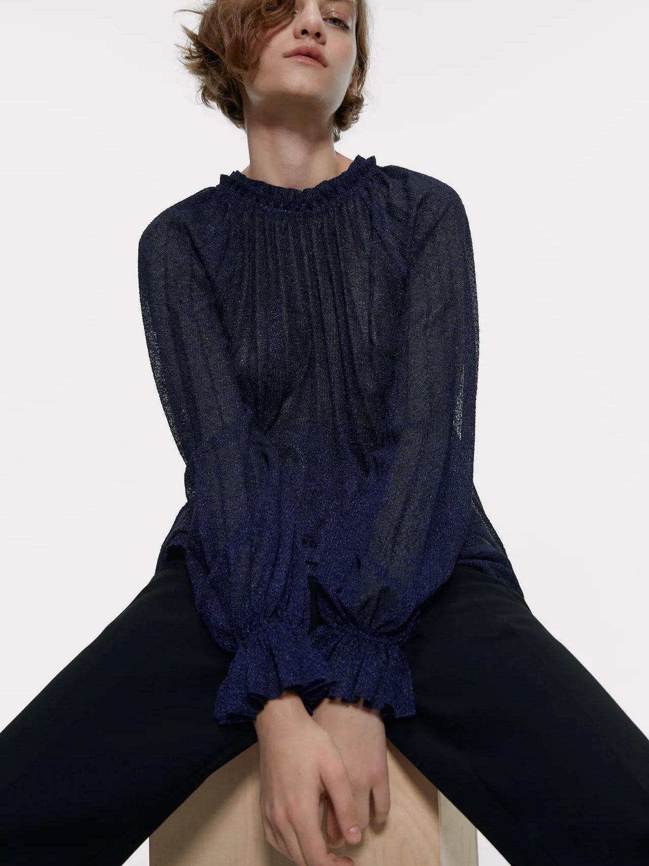 

Блузка Zara XAZ229656SIJK  Темно-синяя, Блузка Zara XAZ229656SIJK M Темно-синяя
