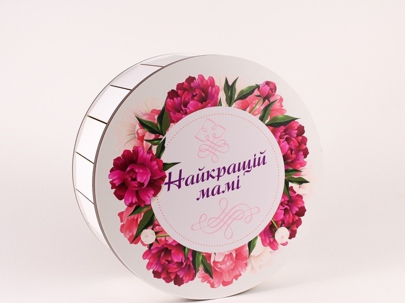 

Деревянная круглая коробка для подарка "Найкращій мамі". So cute 003640