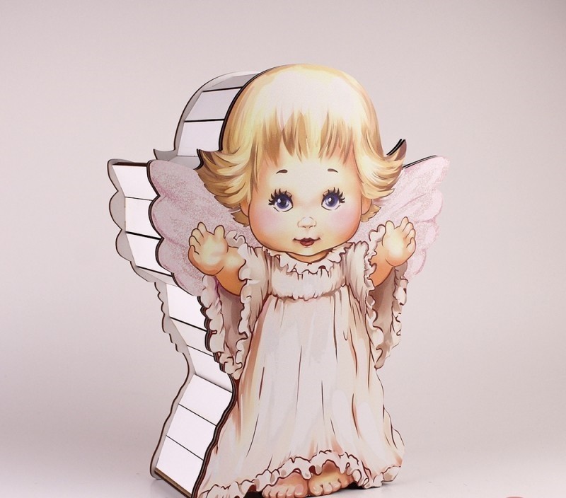 

Деревянная коробка для подарка оригинальной формы "Ангелок". So cute 003064