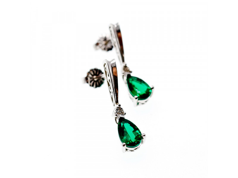 

Серебряные серьги с изумрудом и бриллиантом Натуральный Sky Jewelry 003514