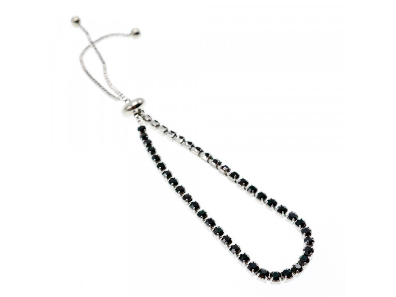 

Браслет с черными фианитами застежка скользящий узел Sky Jewelry 003452
