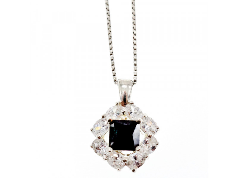 

Серебряная цепочка с кулоном сапфир и фианиты Натуральный Sky Jewelry 003424