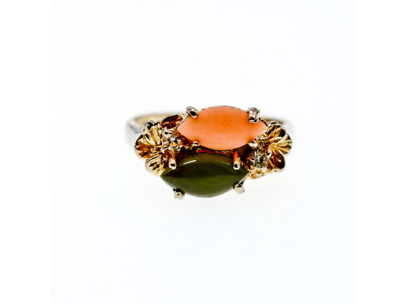 

Серебряное кольцо с нефритом агатом и бериллом Натуральный Sky Jewelry 003549