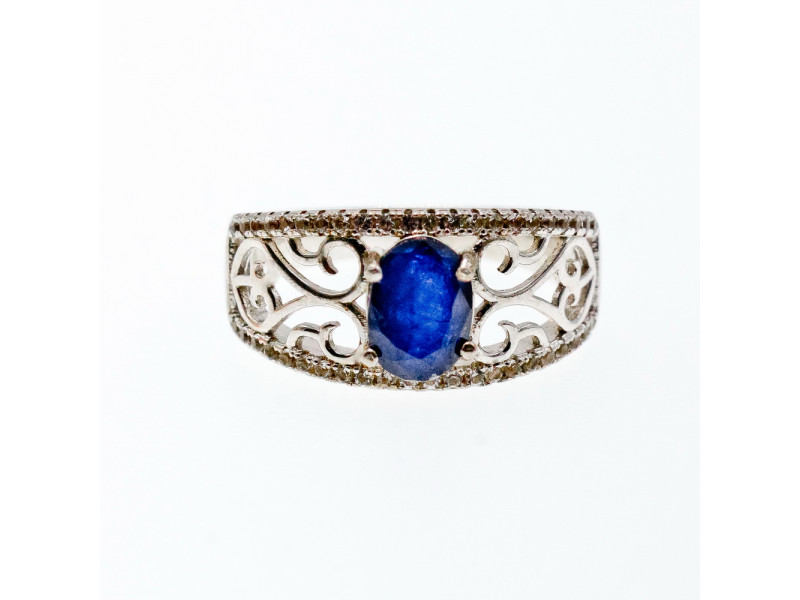 

Серебряное кольцо с сапфиром и фианитами Натуральный Sky Jewelry 003483