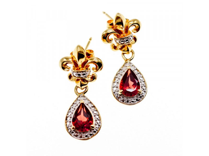 

Серебряные серьги в позолоте с гранатом Натуральный Sky Jewelry 003534