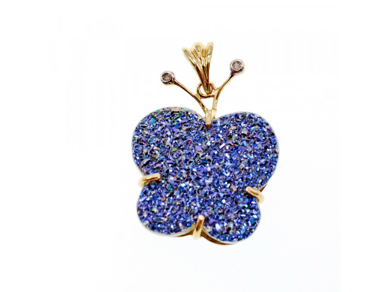 

Золотой кулон с бриллиантами и камнем druzy кварц Бабочка Натуральный Sky Jewelry 003395