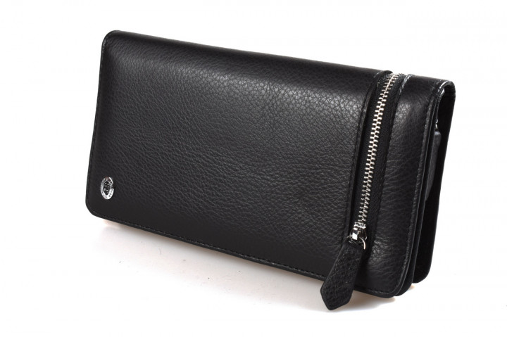 

Мужской кожаный кошелек клатч на молнии с визитницей ST Leather 98437 Черный