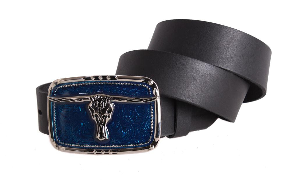 

Кожаный ремень с эксклюзивной бляхой D-Belts S0234 черный (130 см х 4 см)