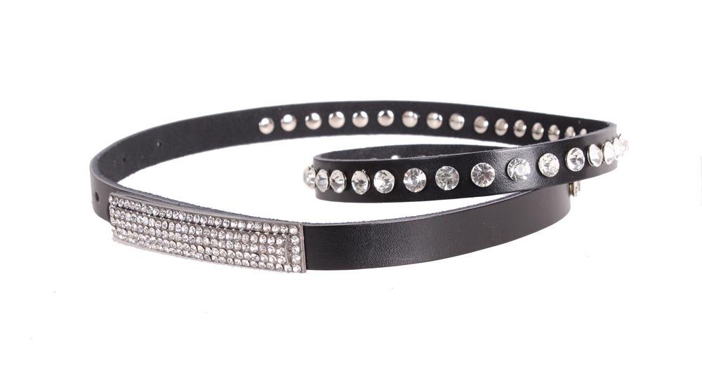 

Женский ремень из кожи со стразами D-Belts S0688 черный (100-105 см х 2 см)