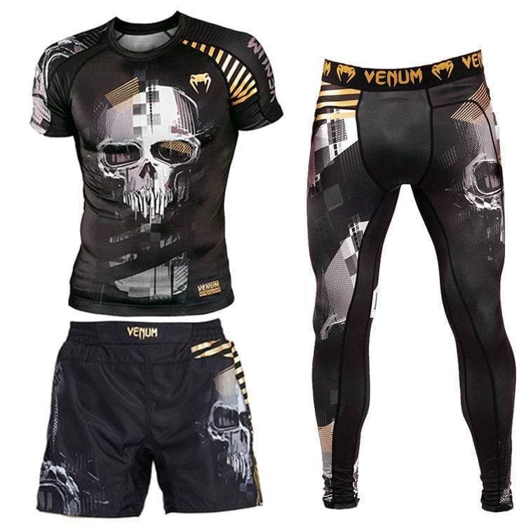 

Мужской компрессионный костюм Рашгард шорты леггинсы Venum Scull 3в1 2XL