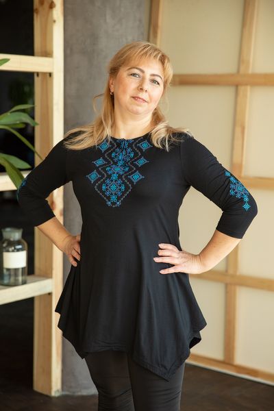 

Жіноча вишиванка туніка Lesia Хвилька бірюза розмір  на чорному 1012130650, Жіноча вишиванка туніка Lesia Хвилька бірюза розмір XL на чорному 1012130650