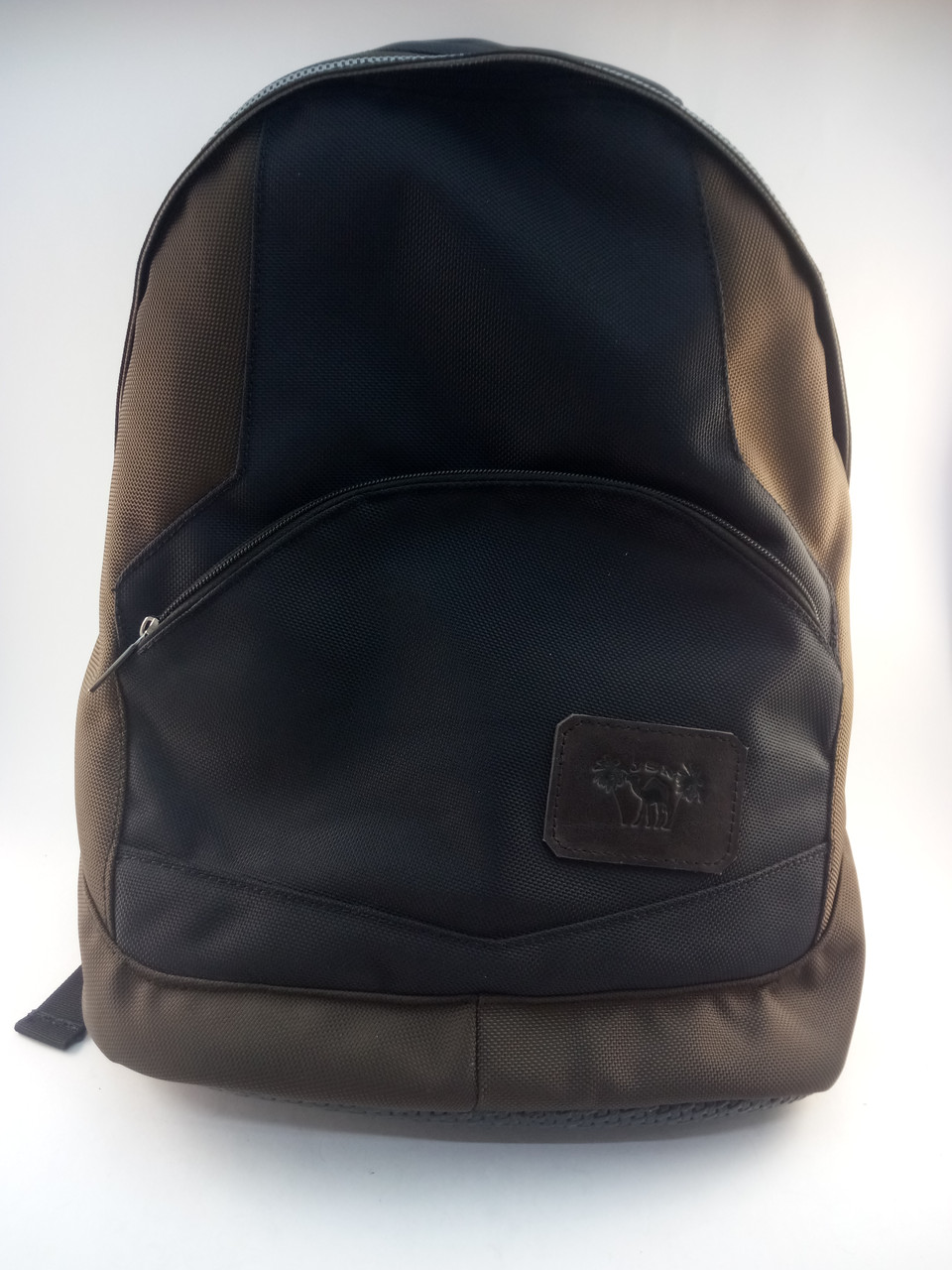 

Рюкзак текстильный 44х32см черный с коричневым комбинированный черной кожей 42