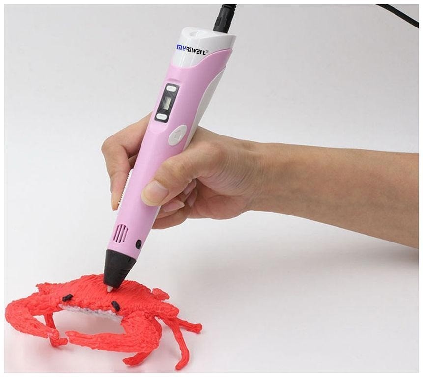 

​3D ручка c LCD дисплеем Pen 2 с комплектом 3D PLA пластика РОЗОВАЯ